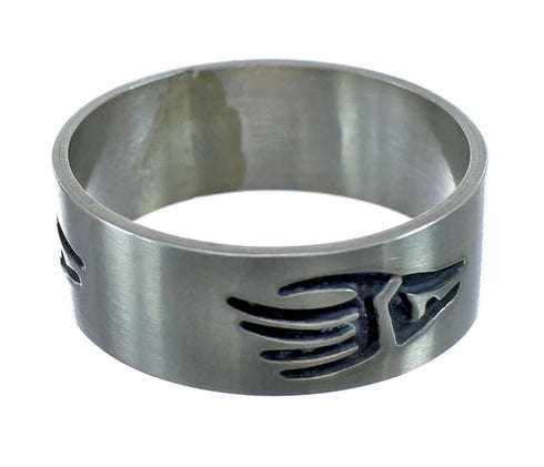 Navajo Authentic Sterling Silver Bear Paw Band Ring Size 14-1/4 AX125803